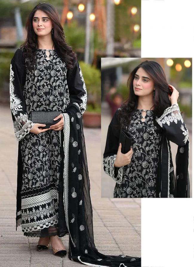 Faux Georgette Black Eid Wear Embroidery Work Pakistani Suit